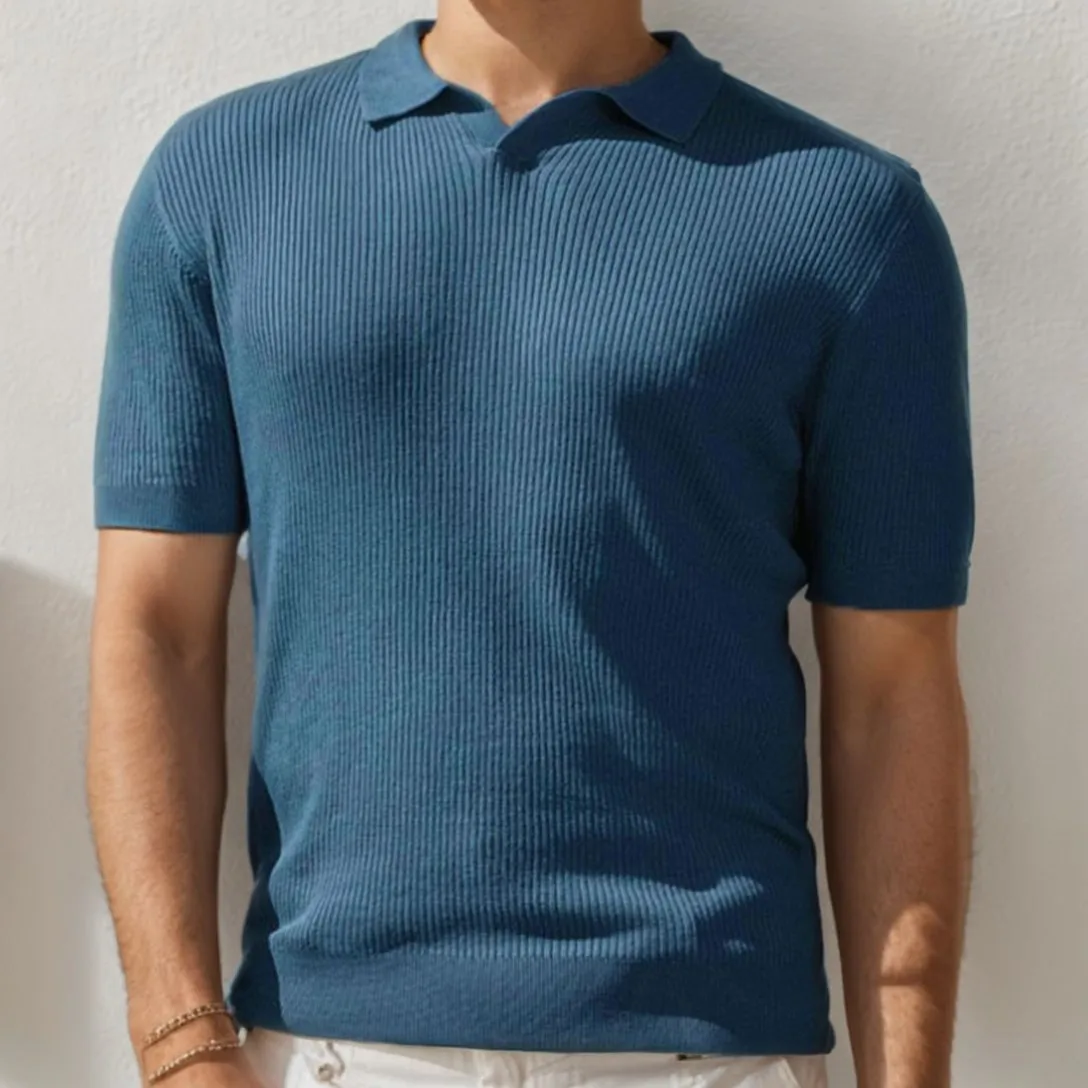 Men's Collared Short Sleeve Casual Sweater, Comfortable and Breathable, Stylish and Versatile, Suitable for Various Occasions