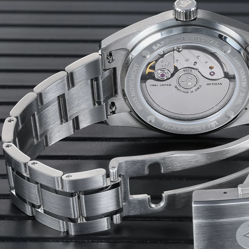 AddiesKin K003 Mechanical Watch Deep Sea Inspired Dial Ocean Wave Texture Miyota 9015 Sapphire Crystal BGW9 Super Luminous Watch