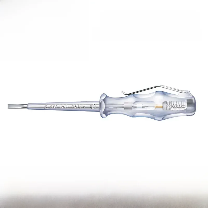 WERA 05005655001 Voltage Tester 247 Single-pole Kraftform Handle Phase Tester with Sturdy Clip Hexagonal Anti Rolling Protection