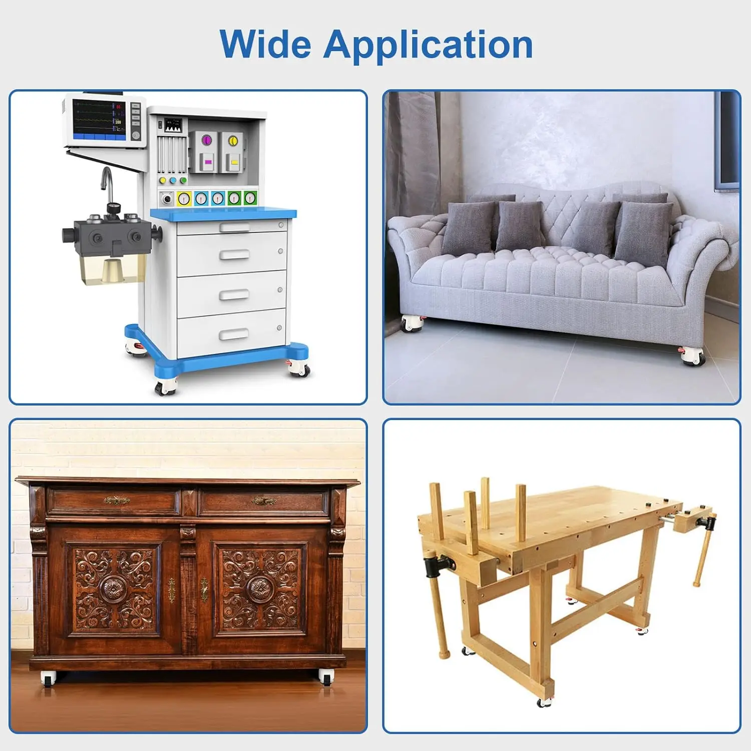 Leveling Casters Heavy Duty with Upgraded Ratchet Handle Design, 360 Degree Swivel Castor Wheels