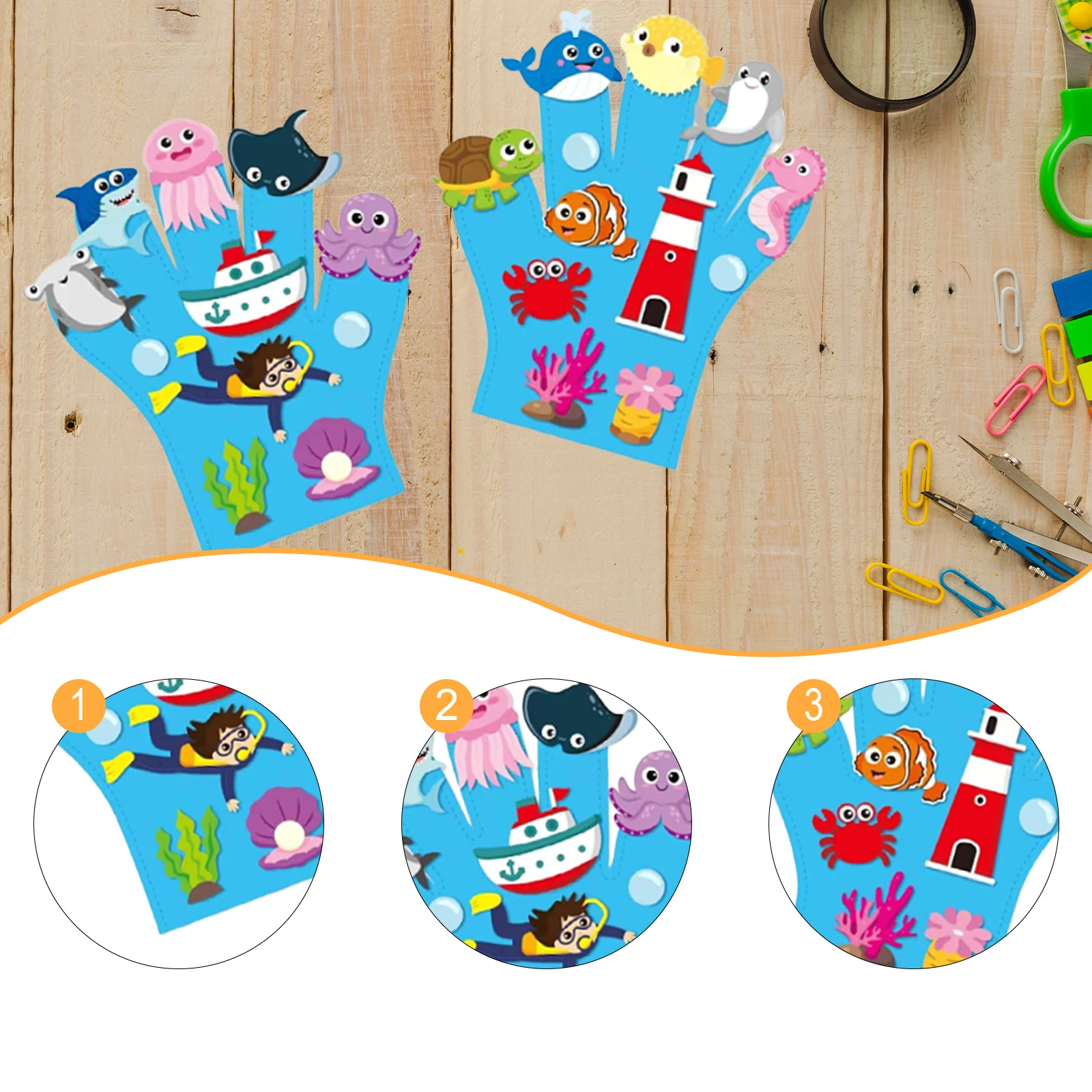 Marionetas de dedo de fieltro de animales, Kit de fabricación artesanal, regalo educativo interactivo para actividades en el aula en el hogar, aprendizaje temprano, 2 uds.