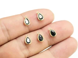 6pcs Earring charms, Real gold plated CZ Drop Charm, Mini Charms, Extender Chain Ends, 9x5.3x2.1mm, Jewelry making - G132 G163