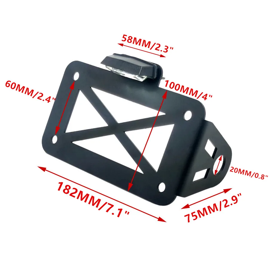 Universal Side Mount Motorcycle Registration License Plate Holder Bracket With LED Rear Light For Bobber Honda Cafe Racer Suzuki