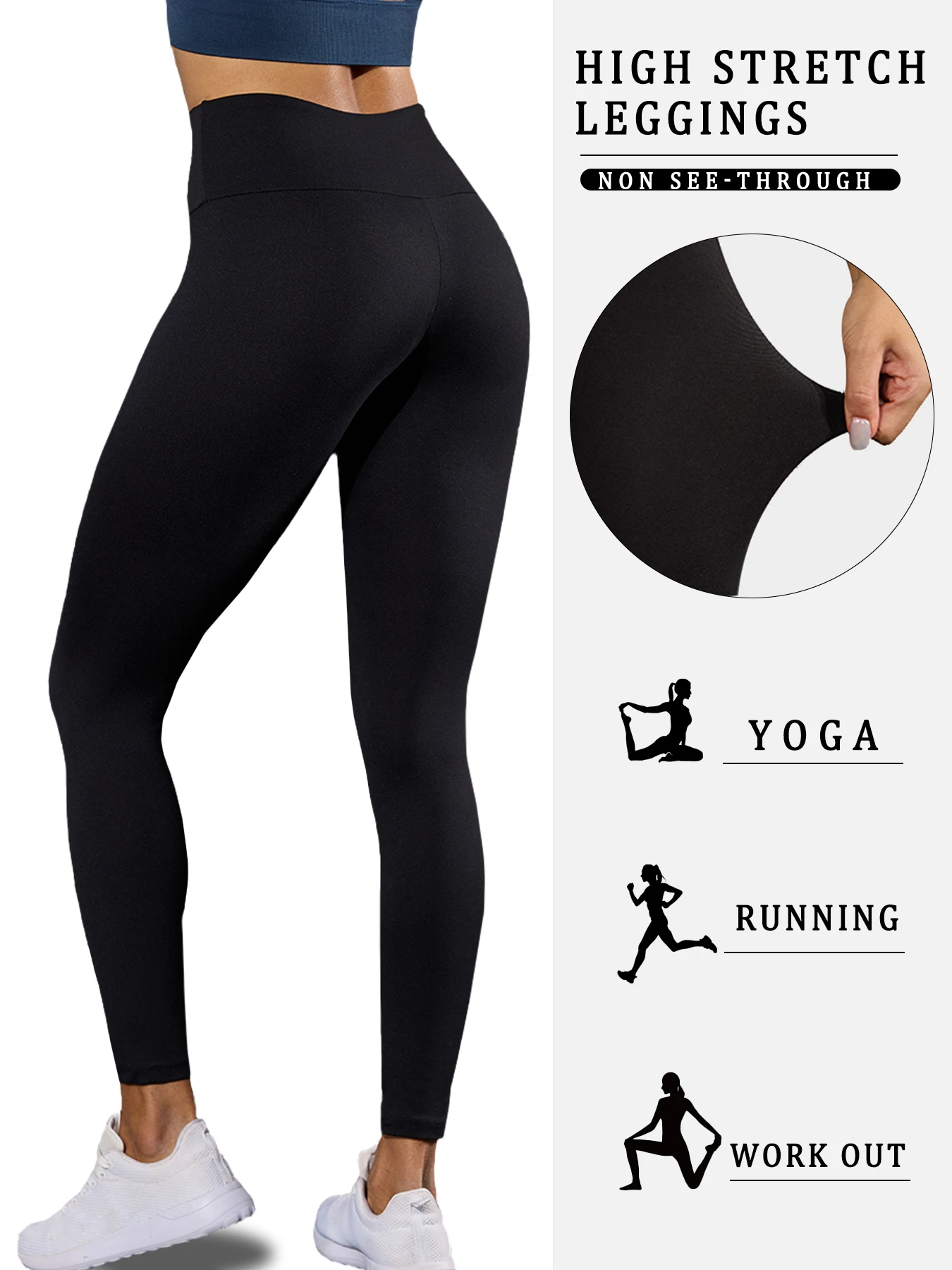 Confezione da 5 leggings super morbidi da donna, controllo della pancia a vita alta, non vedere attraverso l'allenamento, yoga, pantaloni da corsa, leggings da corsa