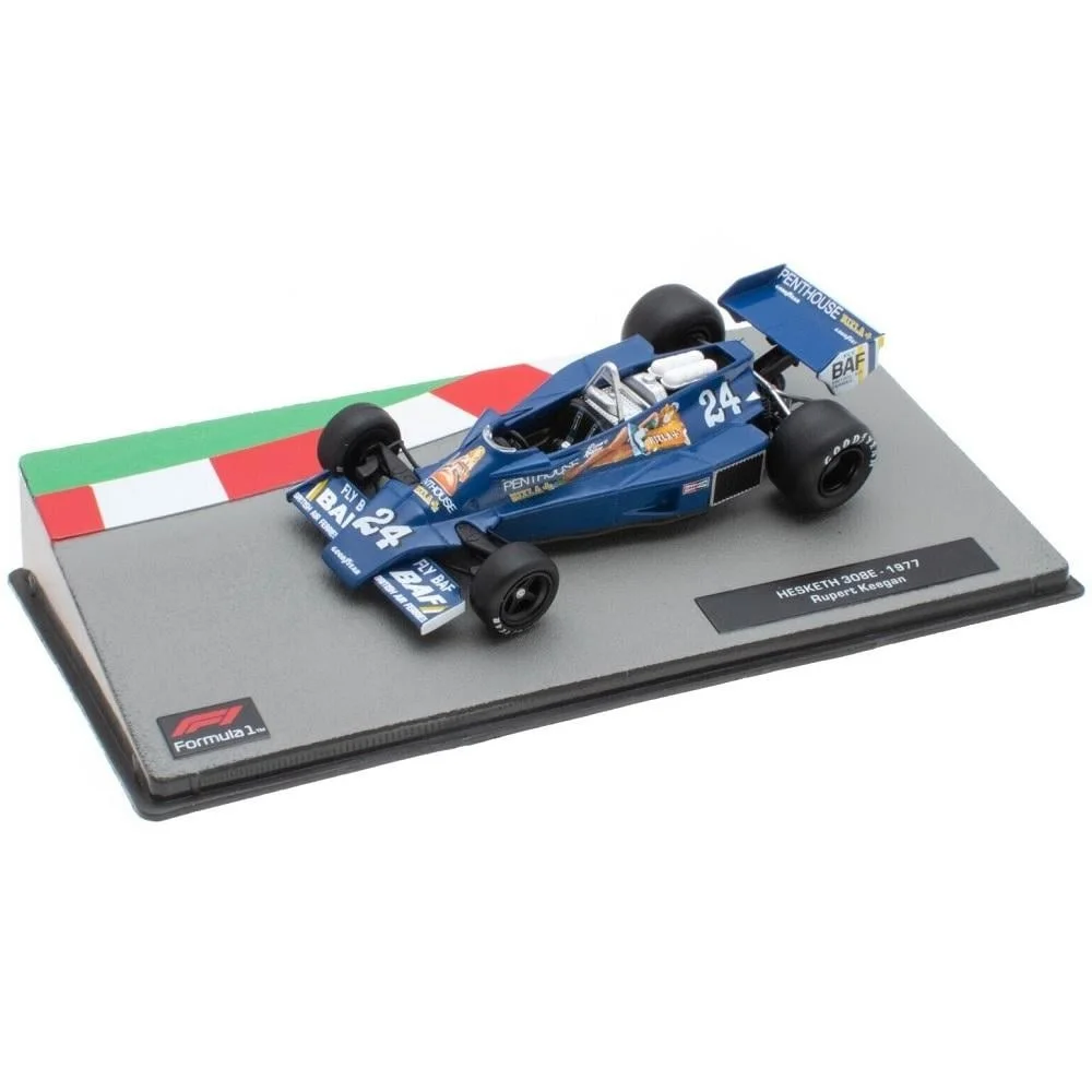 Salvat, Coche Monoplaza de Gran Premio de Competición de Automovilismo Internacional en Circuito, Piloto Británico 1977 Escala 1:43, Miniatura Diecast, Vitrina de Metacrilato y Base Identificativa