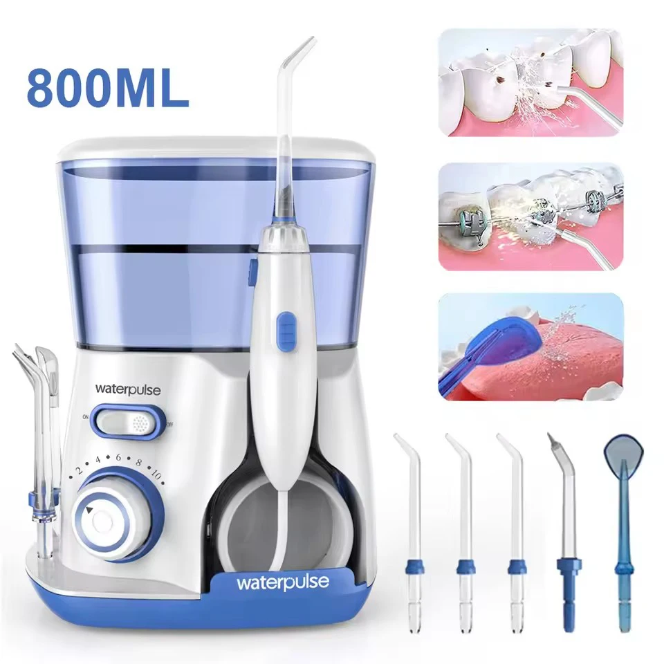 Electric Oral Irrigator Dental Powerful Oral Cleaning Agent Oral Care 800ml Oral Hygiene Teeth Cleaner with 5 nozzles