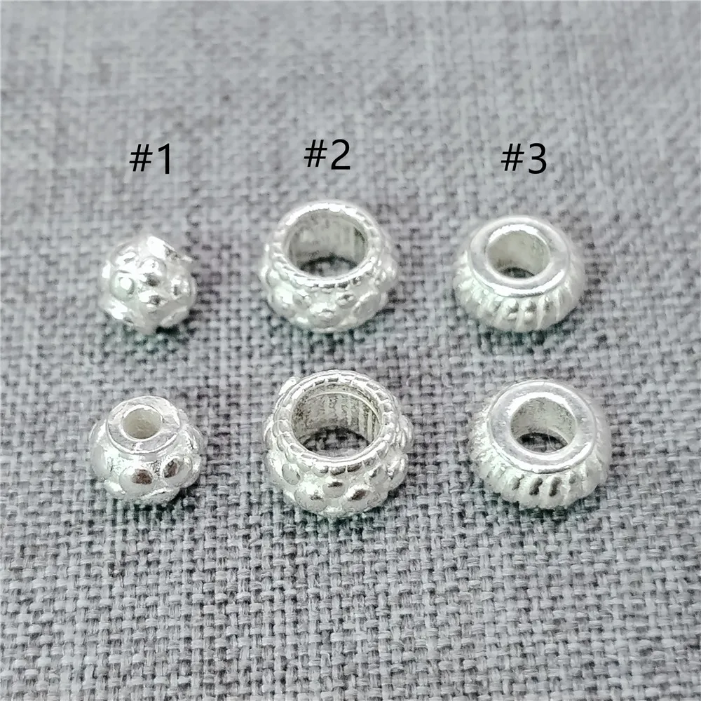

8 штук гофрированных бусин-спейсеров из стерлингового серебра 925 пробы в стиле панк для браслетов