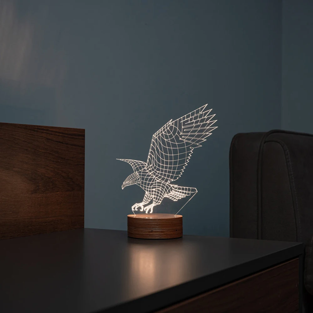 Decorative Gift LED Table Lamp with Eagle Figure - Unique 3D Eagle Design, Mystical Atmosphere, Perfect Gift, Energy Efficient