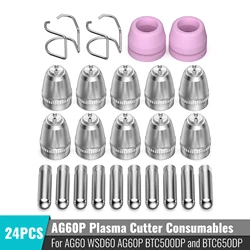 Bestarc boquillas de punta de antorcha de corte, consumibles de cortador de Plasma AG60P, 24 piezas, aptas para AG60, WSD60, AG60P y BTC500DP