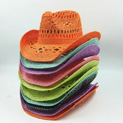 Western Cowboy Straw hat women Fashion Large Brim straw hat solid Outdoor summer Sunshade Jazz Hat sombrero vaquero hombre