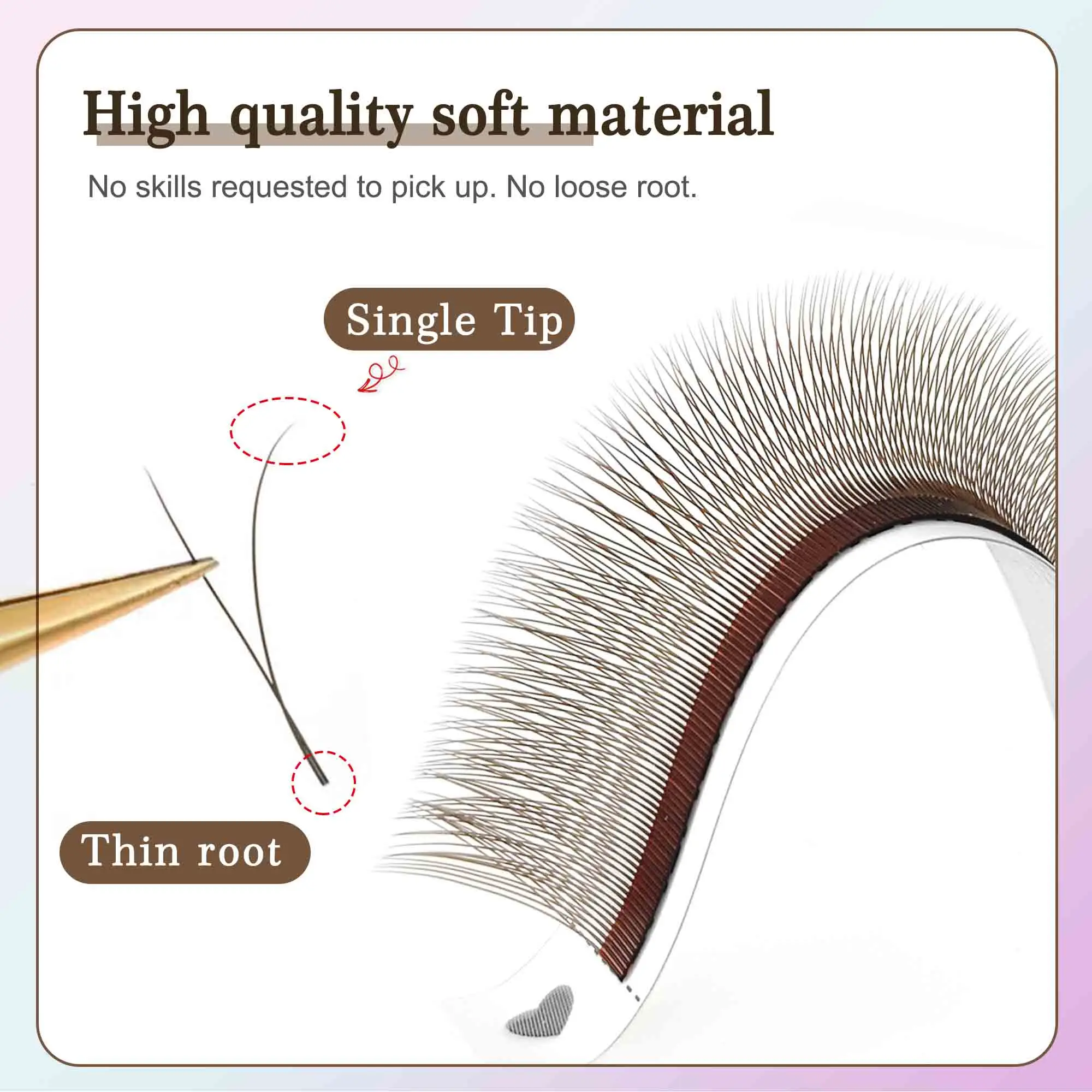 Premium Single Tip 2D Y Eyelash Extension Black Brown Ultra-thin 1D Y Lash Lightweight Premade Fans Mesh Net Cross Lash