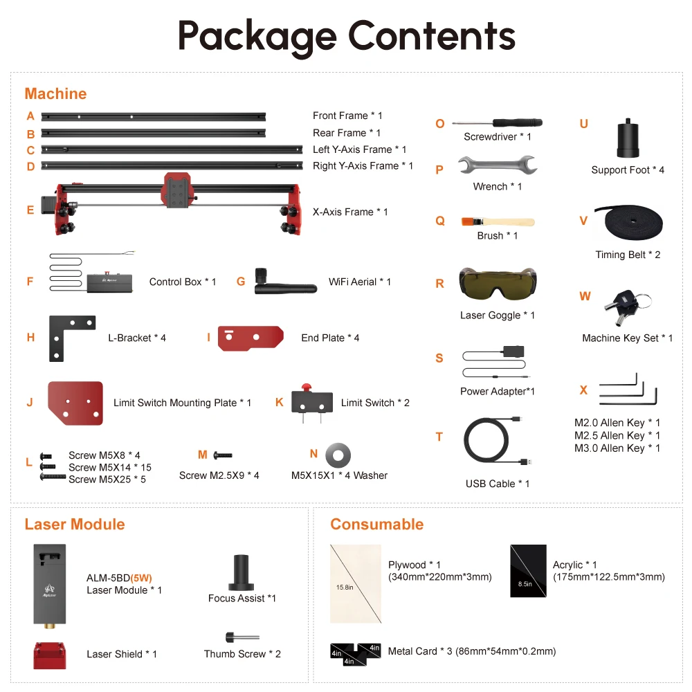 AlgoLaser 5W Incisore Laser Fai da Te CNC Macchina per Incidere Taglio Laser Incisione Logo Legno Verniciato Acrilico Vetro Pelle Legno Plastica