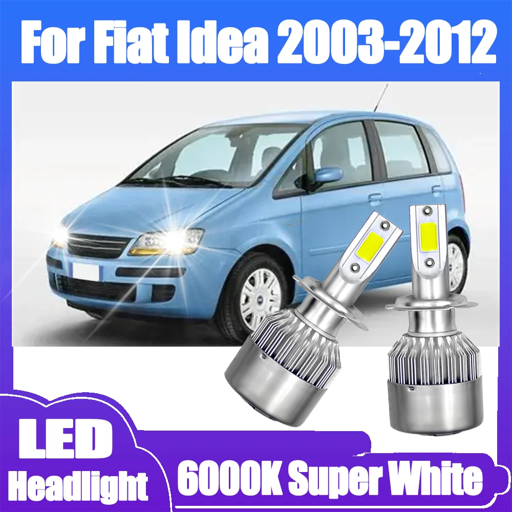 

2 шт. светодиодные лампы H7 Canbus без ошибок, 120 Вт, высокая мощность, 20000 лм, для грузовиков, 12В/24В, 6000К, белый свет, для Fiat Idea 2003-2012