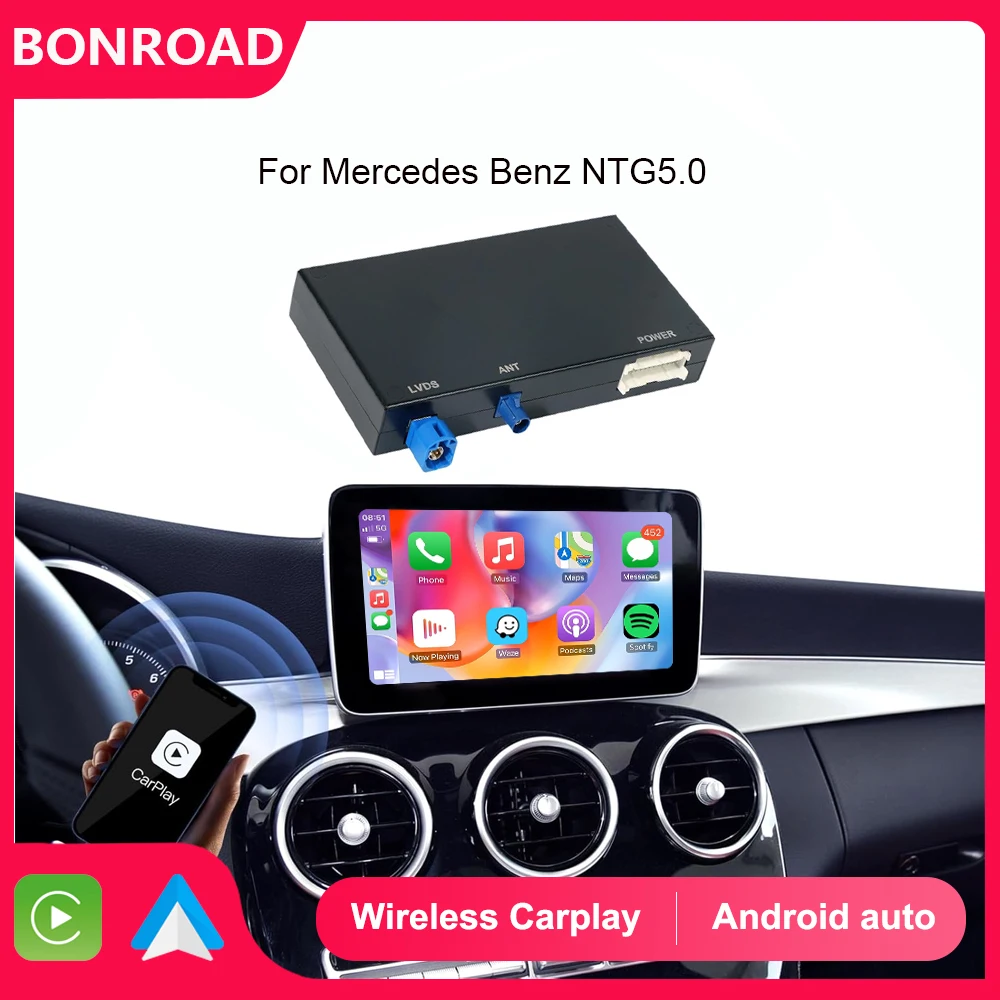 Bonroad For NTG 5.0 Wireless CarPlay Adapter Android Auto Module For Benz For C GLC W205 A CLA GLA B E GLE CLS With Bluetooth