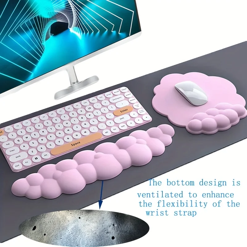 1/2pcs Ergonomic Mouse Pad And Keyboard Wrist Rest  Non-Slip Silicone Wrist Support for Easy Typing, Suitable for Gaming, Office