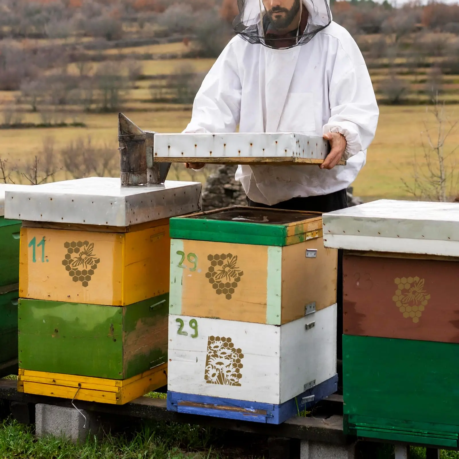 12 قطعة استنسل رسم عيد الميلاد 18 × 28 سنتيمتر قالب تزيين ذاتي الصنع مع أنماط ندفة الثلج على شكل شجرة الرنة لورق نسيج الحائط