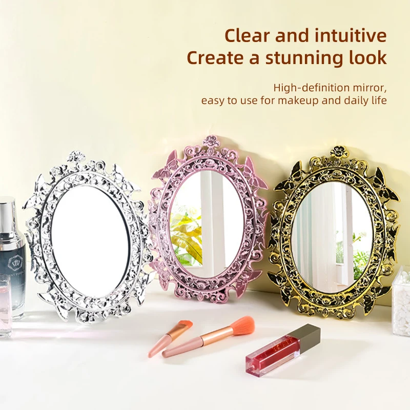 New desktop retro electroplating mirror desktop makeup mirror butterfly exquisite high-end beauty mirror