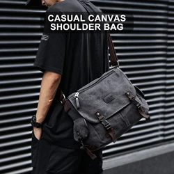 Bolso de mensajero de lona Retro para hombre, maletines informales para ordenador portátil, ajuste de 13 pulgadas, resistente al agua, bolso cruzado para Universidad