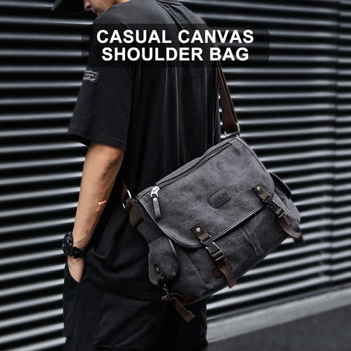 Bolso de mensajero para hombre, bolso de lona Retro, maletines informales, bolso para ordenador portátil de 13 pulgadas, bolso cruzado resistente al agua para la universidad