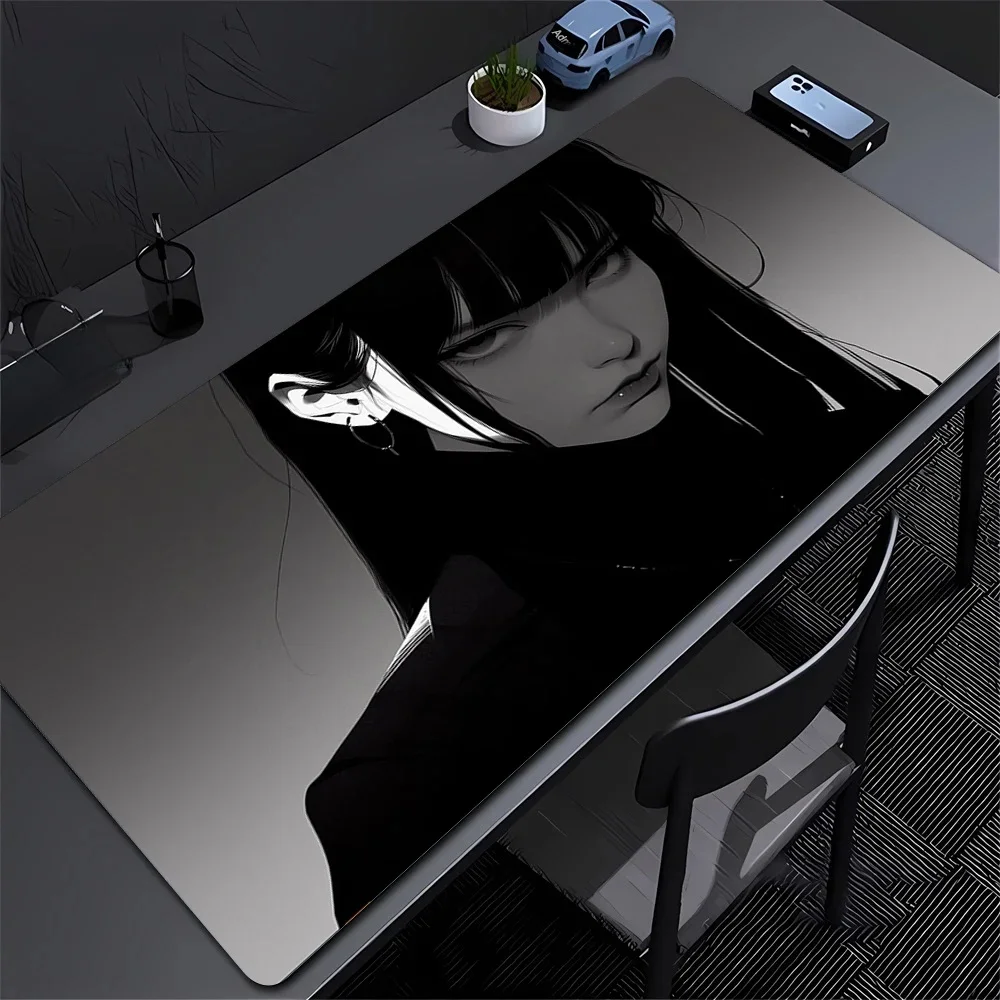 Czarna mata na stół Anime Dark Girl Duża podkładka pod mysz Klawiatura biurowa Blokada krawędzi Mata na biurko Akcesoria do gier Antypoślizgowa podkładka pod mysz Xxl — zdjęcie produktu 7