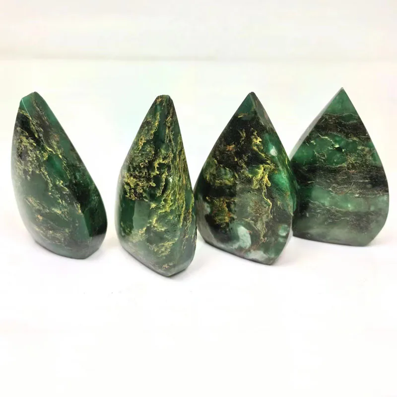 Emerald Quartz Standing Drop Teardrop Home Decor Mini Polished Verdite Gemstone Freeforms Natural African Green Jade Flame Point