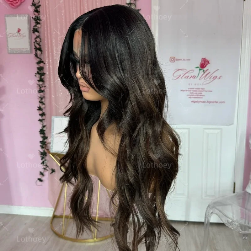 باروكات شعر بشري ريمي 100%، شعر بشري مموج طبيعي، بني رمادي، تسليط الضوء على شعر بشري بدون صمغ للنساء