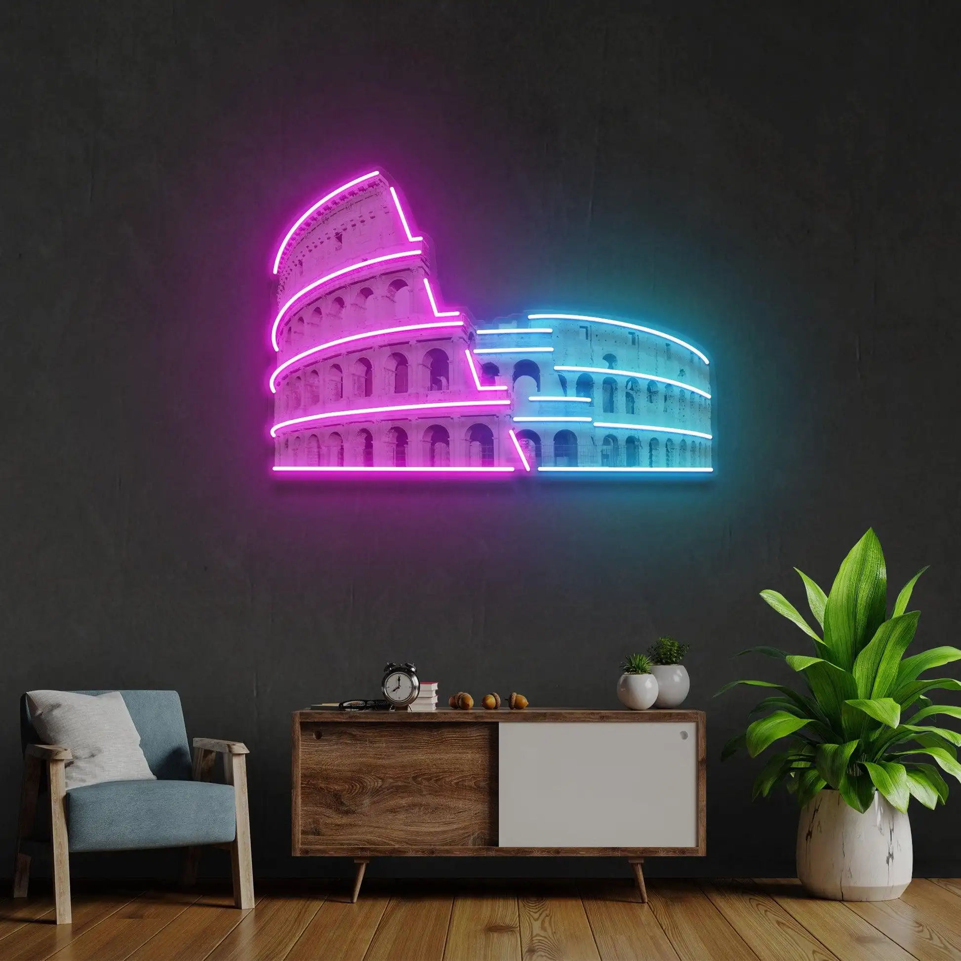 Colosseum Neon Sign Acrylic Wall Decor UV Printed Hotel Office Room Decor Game Room Bar USB Powered Sign Bedroom Wall Hanging