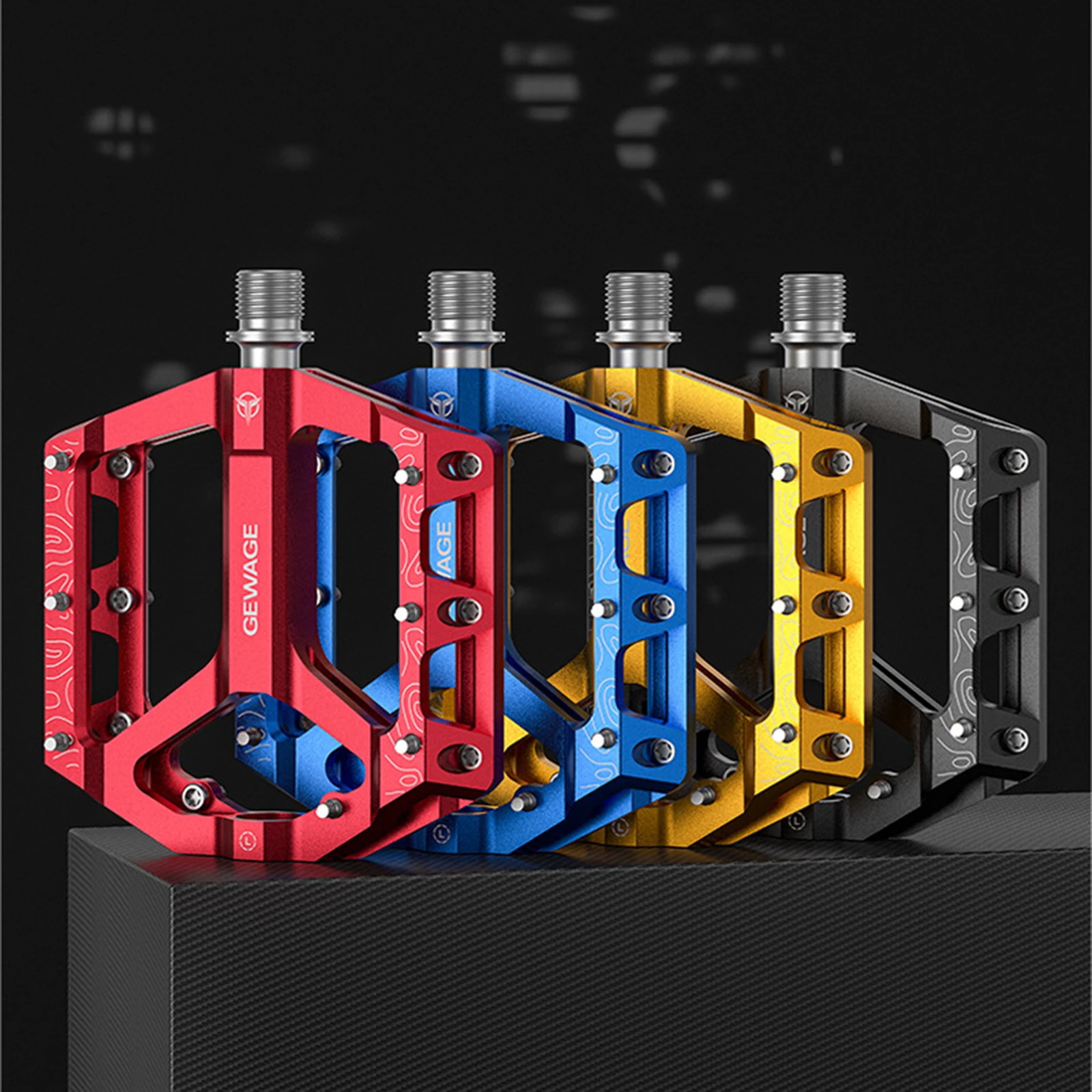 2 قطع دواسات الدراجة الجبلية دواسات الدراجة سبائك الألومنيوم مع مسامير مضادة للانزلاق منصة واسعة مسطحة لصيانة إصلاح BMX #4