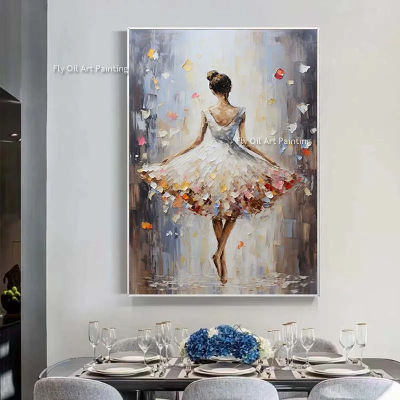 Girl Dancing Ballet Oil Painting On Canvas Figurative Dancer Wall Art Decor Extra Large Abstract Painting Impressionism Art