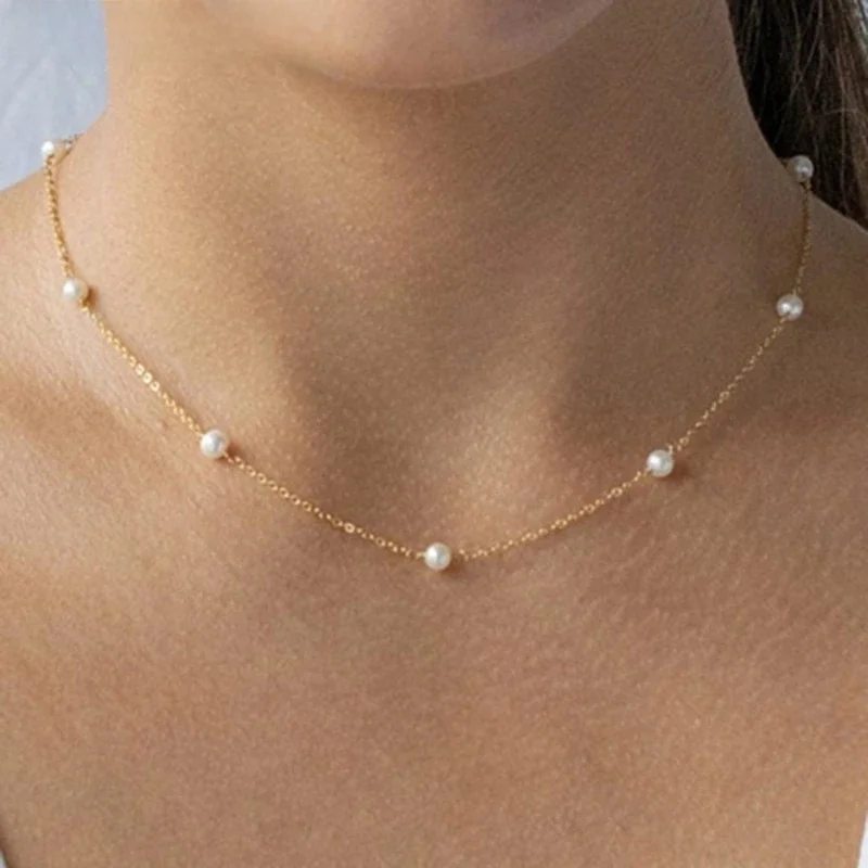 Naturalny naszyjnik z pereł 14K wypełniony złotem 925 srebrny naszyjnik Choker ręcznie robione wisiorki Collier Femme Kolye Collares biżuteria Boho — zdjęcie 2