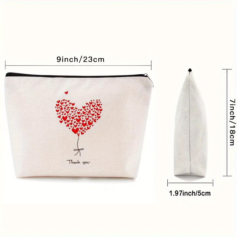 Heart Custom Name Makeup Bag Foldable Washable Light Travel Pouch Minimalist Gift For Female Friends