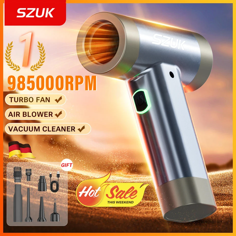 SZUK Electric Air Blower Mini Turbo Jet Fan High-Speed Turbo Violent Fan Rechargeable Powerful Dust Blower Car Vacuum Cleaner