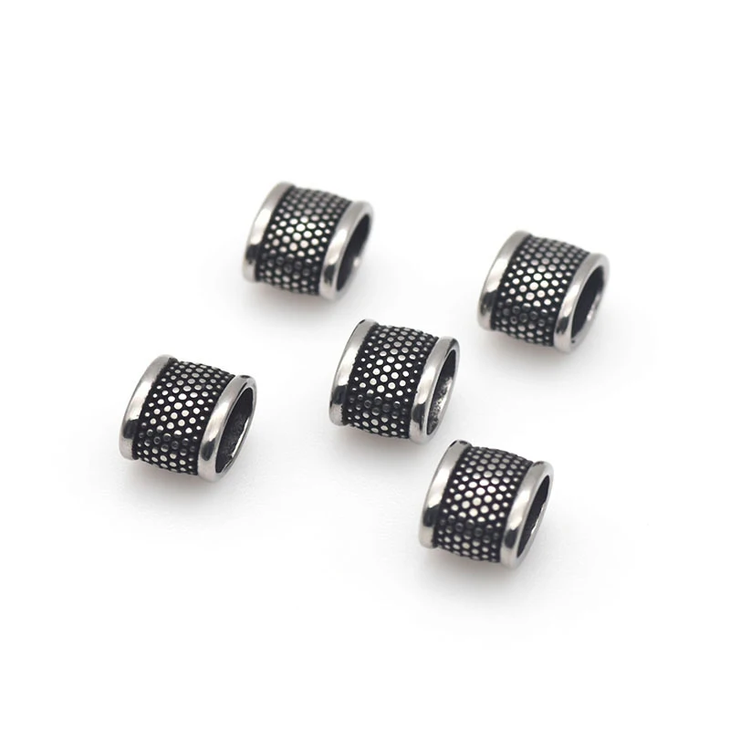 10 قطعة الفولاذ المقاوم للصدأ المنزلق الخرز النقاط البيضاوي فضفاض خزر عازل الشريحة سحر ل الجلود سوار صنع المجوهرات DIY بها بنفسك اكسسوارات