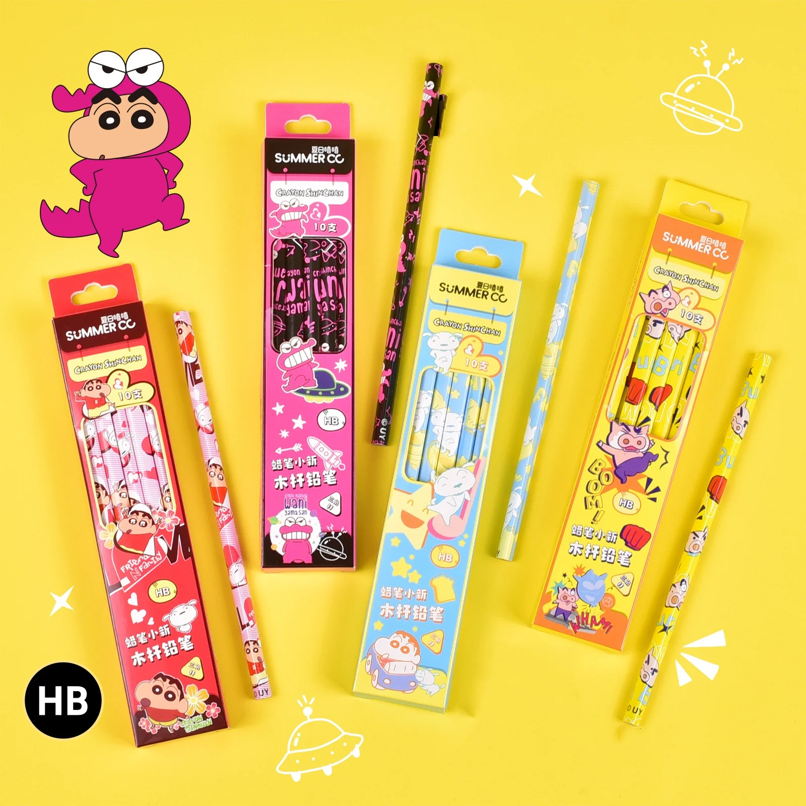 Cute Crayon Shin-chan cartoon pencil, A box of 10Pcs， students writing office supplies birthday gift