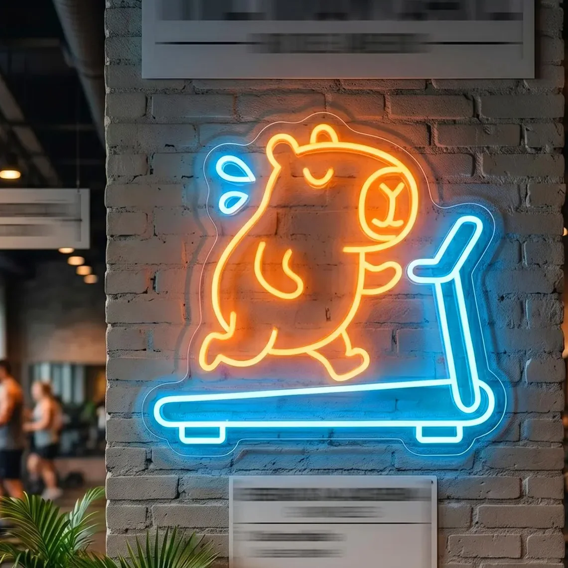 Capybara Fitness Neon Sign, Workout Buddy Neon Wall Decor, Personalized Gym Decor, Funny Animal Sign, Home Gym Wall Art