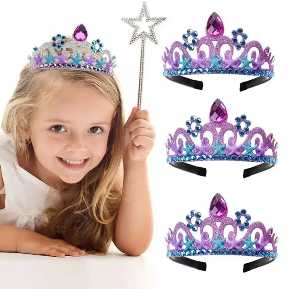 1 szt Ocean Starfish Mermaid Party Crown Headband Mermaid Tail Hat Photo Props for Girl Birthday Head Hoop Headwear Accessories — zdjęcie 2