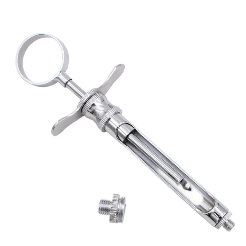 1 Set Zahnmedizin-Injektionsspritze, hakenförmiger, scharfer Kopf, Edelstahl, Dental-Spritze, chirurgisches Instrument, 1,8 ml