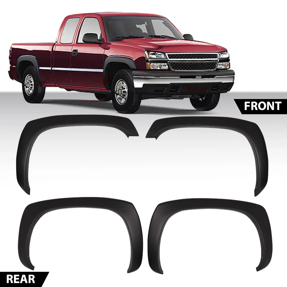 

Wheel Fender Flares Matte Factory Style Fit for 99-07 Gmc Sierra Chevy Silverado Durable Sturdy Car Exterior Accessories