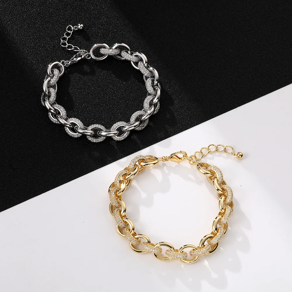 

Luxury Chunky Chain Bracelet for Women Gold Silver Plated Link Jewelry Adjustable Statement Bracelet Gift