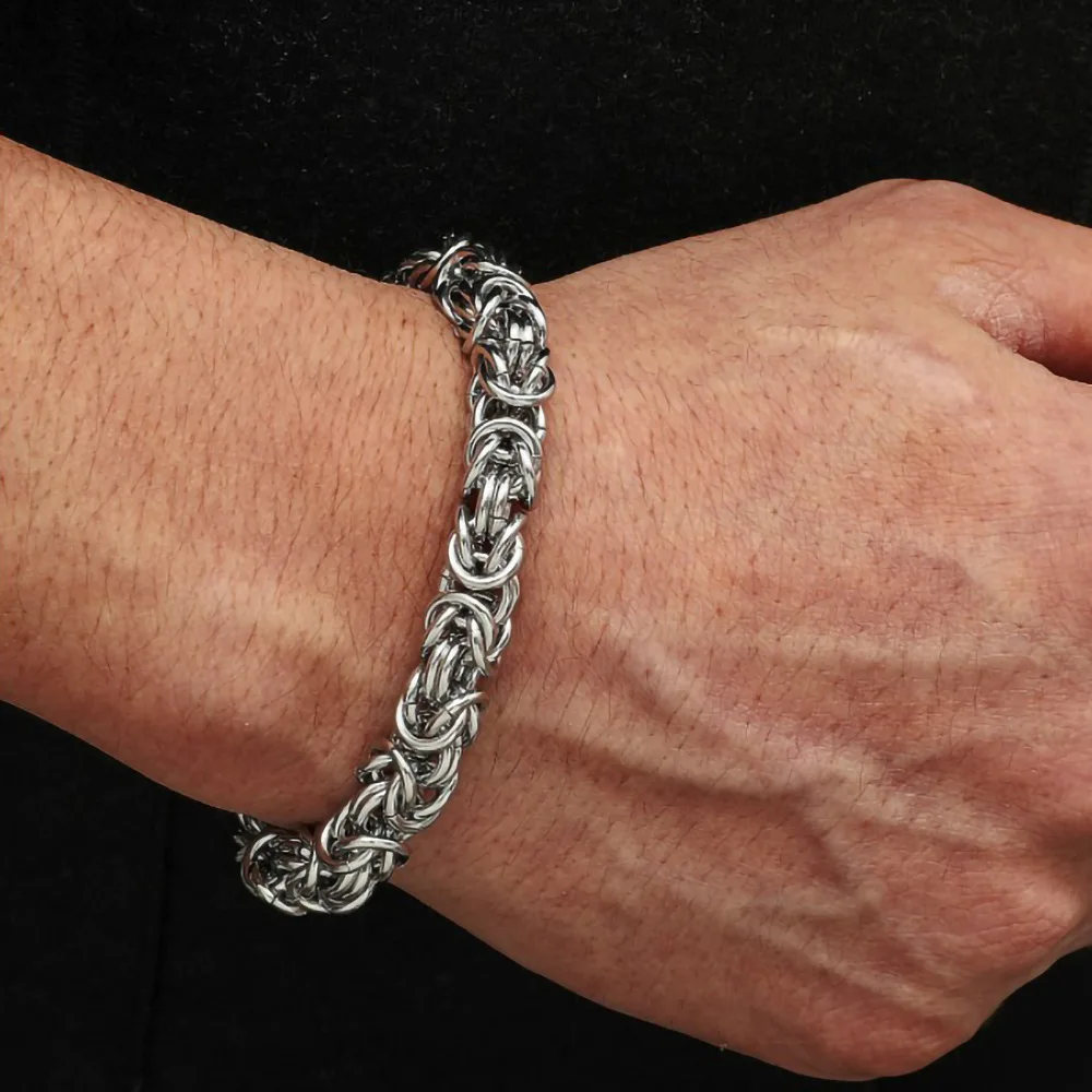 Pulsera bizantina italiana de plata de ley 925 para mujer, hecha a mano en Italia