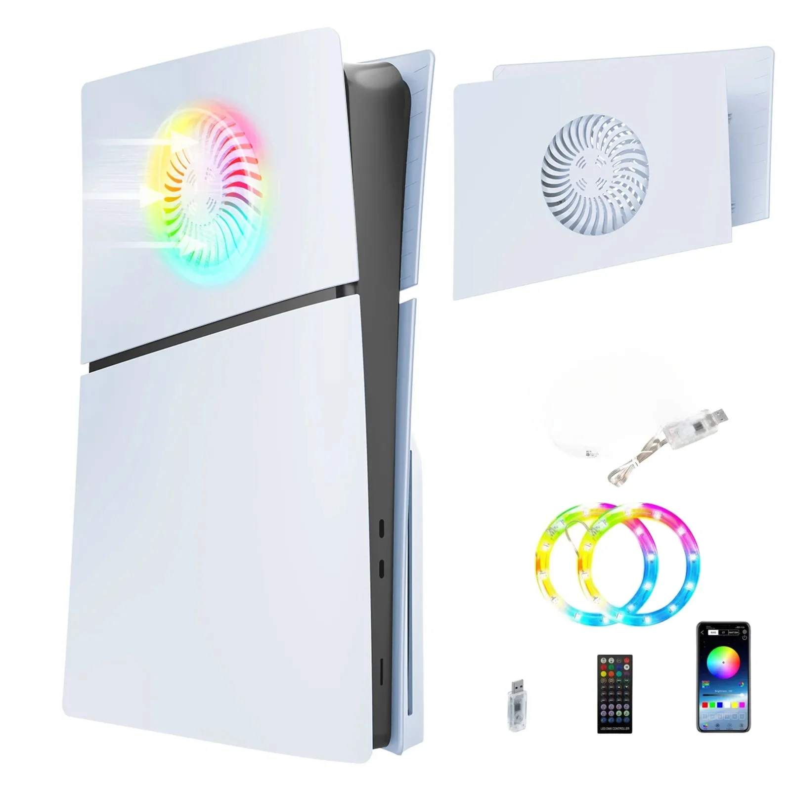 Plaque frontale de Surface AC de partie supérieure avec évent de refroidissement et plaques de peau de couverture de remplacement PS5 séparées en ABS dur pour PS5 Slim