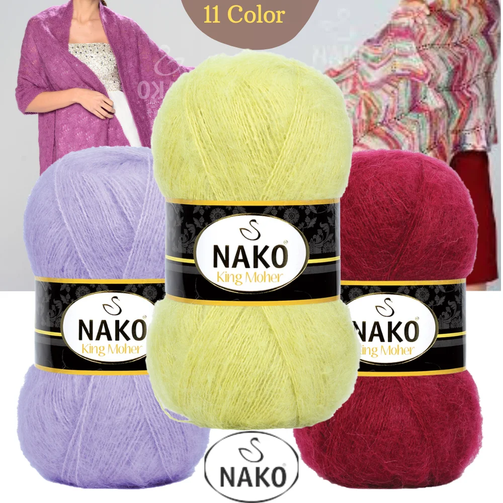 Nako King Moher Hand Knitting Yarn, 100 Grams Of 440 Meters, 11 Color, Premium Acrylic, Yarn, Cardigan, Sweater, Shawl, Booties, Summer, Spring, Winter, Autumn, MADE IN TURKEY