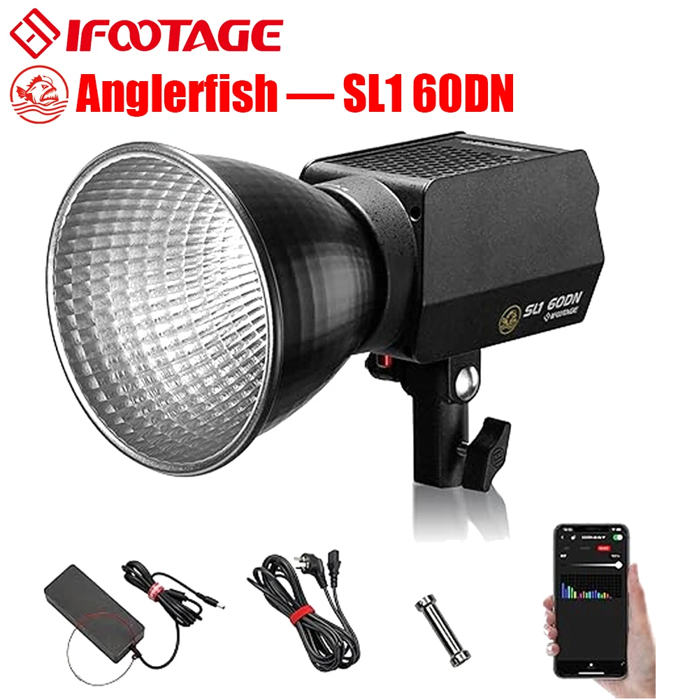 

Ifootage Anglerfish SL1 60DN COB LED Video Light Studio LED light 5600K 60W Photography Lighting Beauty Makeup Photography Light