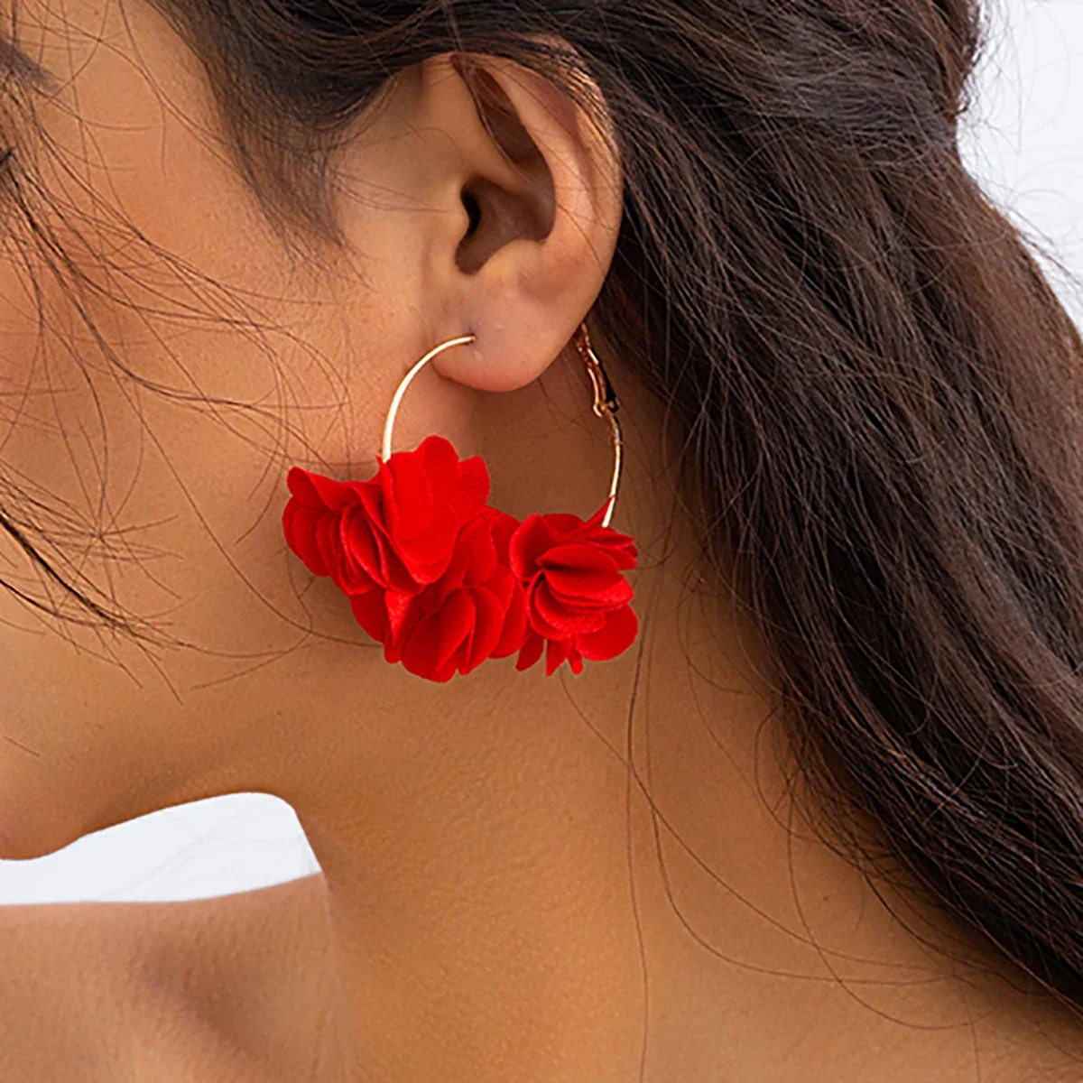 Salircon Bohemian bunte Blume Anhänger Ohrringe für Frauen Mode große Creolen Trend Ästhetik Sommer