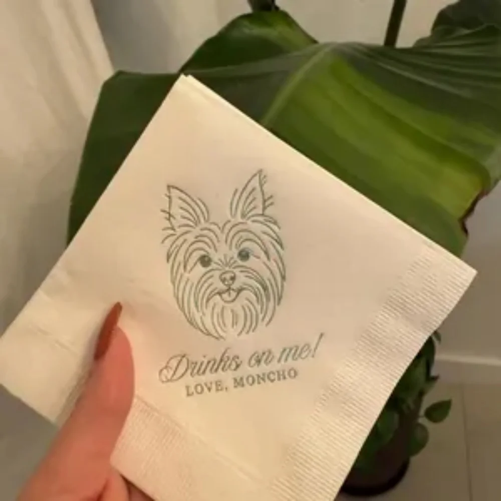 50PCS Dog Wedding Napkins | Dog Cocktail Napkins | Dog Napkins Wedding | Custom Pet Cocktail Napkins | Pet Napkins | Custom Dog