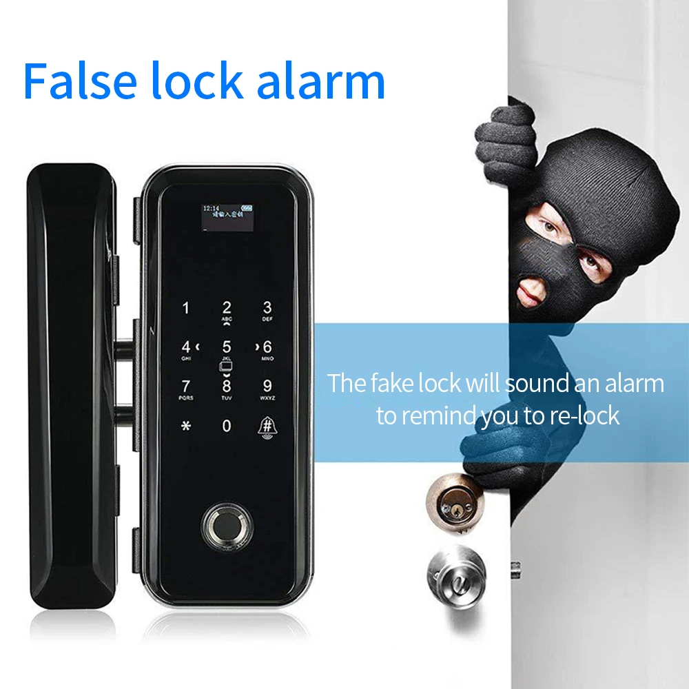 Tuya App Smart WIFI Lock Office Intelligent Fingerprint Digital Glass Door Lock Built-in Wifi Module Manufacturer Direct Sales