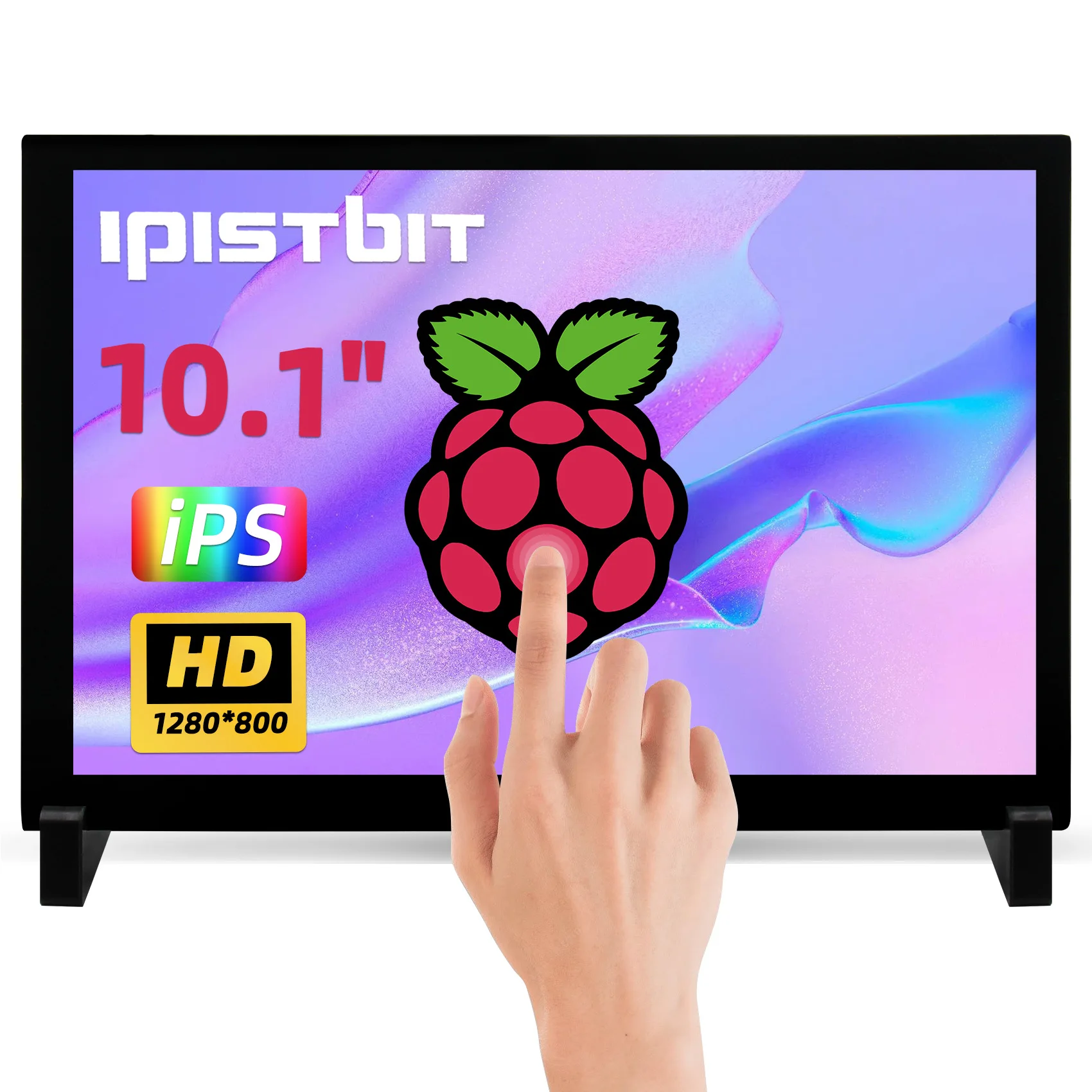 iPistBit 10.1 Inch Raspberry Pi Screen, Touch Screen 1280 x 800, HDMI IPS Monitor for Raspberry Pi 5/4/3/2/Zero/B/B+ Drive-Free