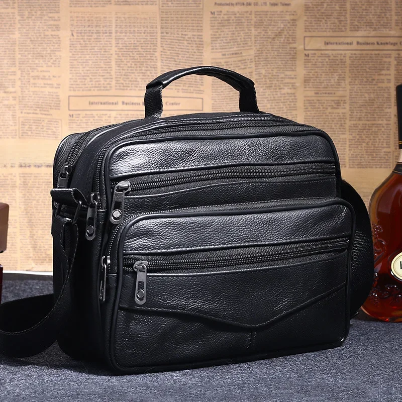 Herren Echt leder Umhängetasche Herren Rindsleder Handtaschen Herren große Reiß verschluss