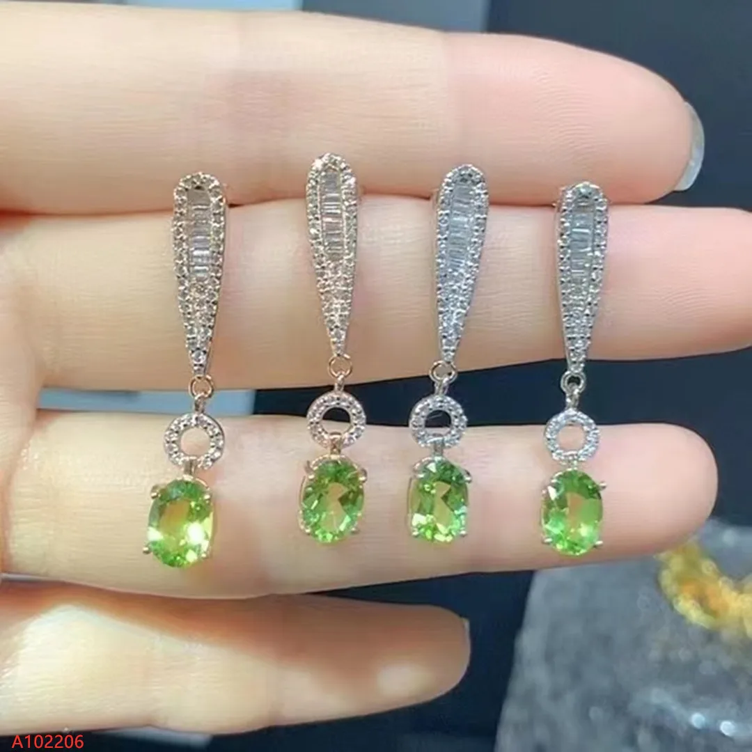 

Premium Jewelry 925 Sterling Silver Natural Stone Peridot Women's Earrings Party Wedding Birthday Marry Gift New Year Valentine'