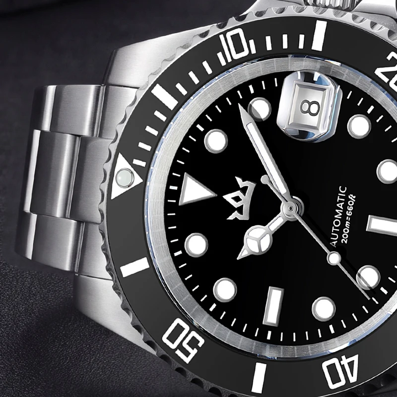 AddiesKin K012 Men's Automatic Dive Watch Natural Gemstone Sardonyx Dial Color Matched Ceramic Bezel Sapphire Crystal ST2130 200